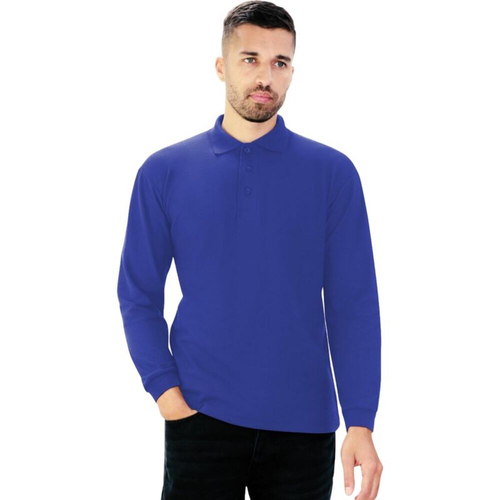 Casual Classic Mens Long Sleeve Polo / Royal Blue